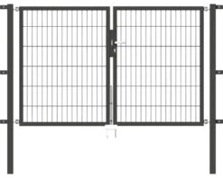 GAH.ALBERTS Dubbele Hekwerk/poort Flexo 6/5/6 Antraciet 200x120 Cm Incl. Paal 6x6 Cm